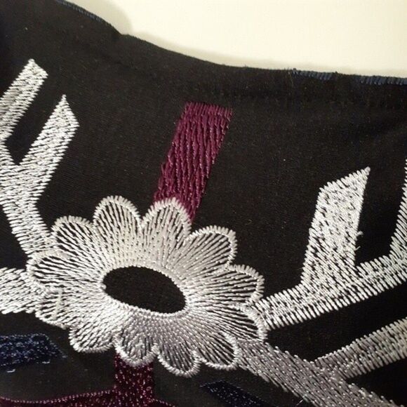 Venus top. Black aztec mexican black print off shoulder top shirt s small blouse - Picture 9 of 9